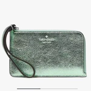 NWT! KATE SPADE Lucy Metallic Small L-zip Wristlet